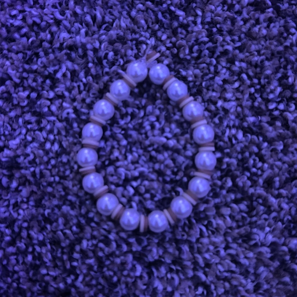 Size small bracelet, brown clay, beads with pearls